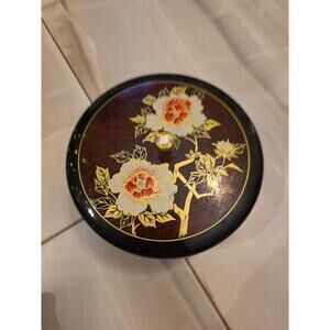 Japanese Lacquerware Bento Box Lazy Susan Floral Design Removable Tray